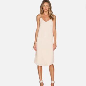 Blaque Label	| Revolve V-Neck Midi Slip Dress in Nude Cream | Size Medium